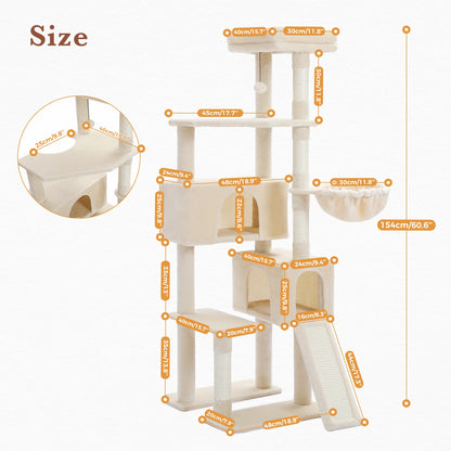 Multi-Level Cat Tree Luxury Cat Tower with Condo Hammock Cat Scrapers with Scratching Post Cat Accessories Cat Toy