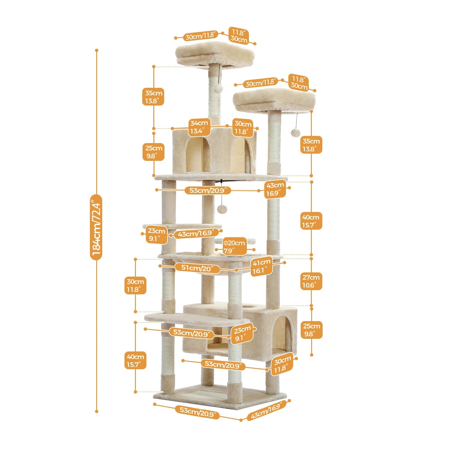 Multi-Level Cat Tree Luxury Cat Tower with Condo Hammock Cat Scrapers with Scratching Post Cat Accessories Cat Toy