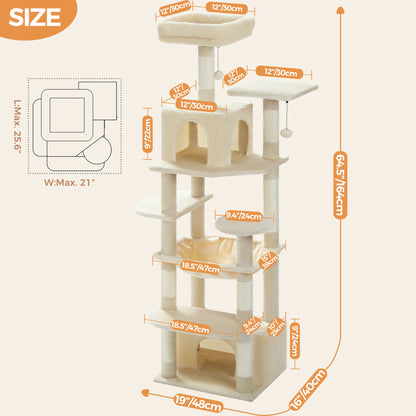 Multi-Level Cat Tree Luxury Cat Tower with Condo Hammock Cat Scrapers with Scratching Post Cat Accessories Cat Toy